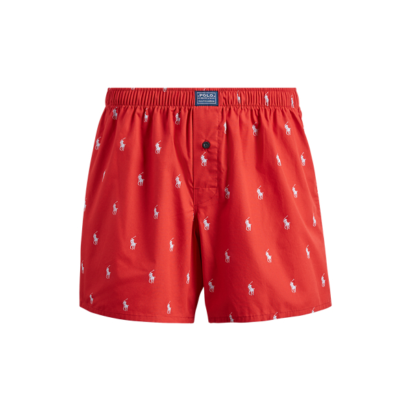 Ralph Lauren Classic Woven Cotton Polo Pony Boxer In Red