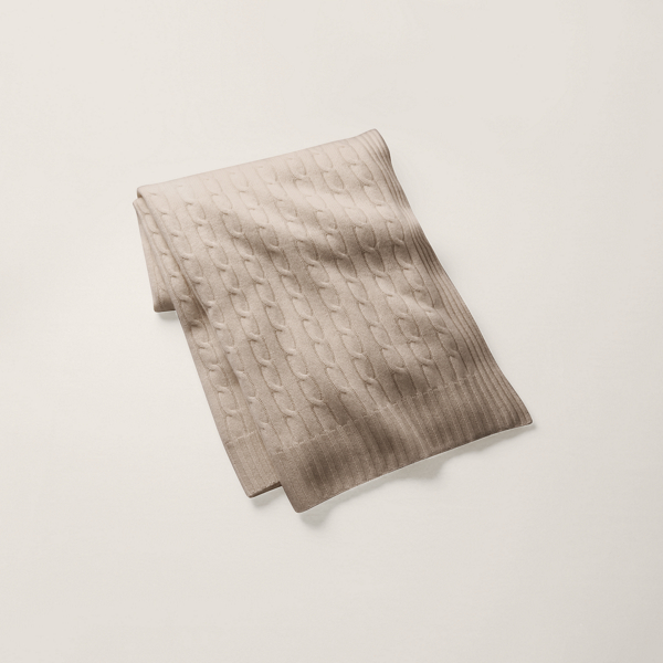 POLO RALPH LAUREN CABLE CASHMERE THROW BLANKET,0031609589