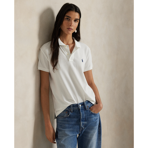 Polo Ralph Lauren Classic Fit Frayed Polo Shirt In White