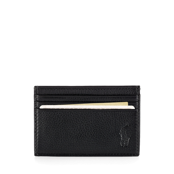 Polo Ralph Lauren Pebble Leather Card Case In Black