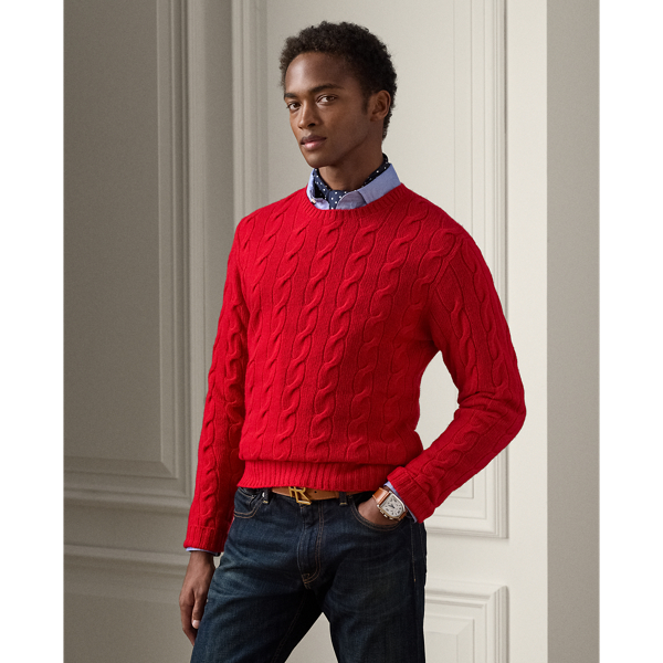 Ralph Lauren Cable-knit Cashmere Sweater In Classic Red