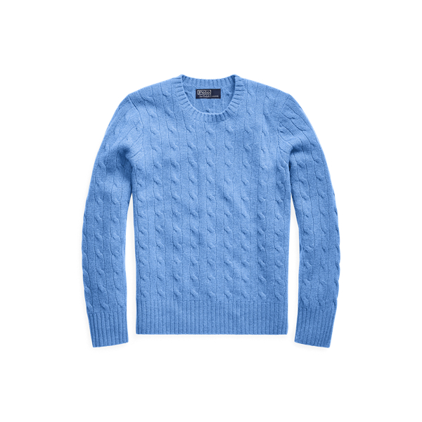 Shop Ralph Lauren The Iconic Cable-knit Cashmere Jumper In Blue
