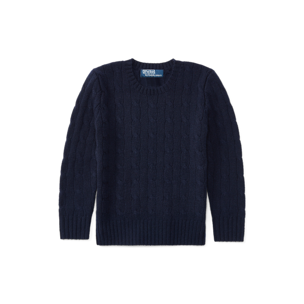 Shop Ralph Lauren The Iconic Cable-knit Cashmere Jumper In Blue