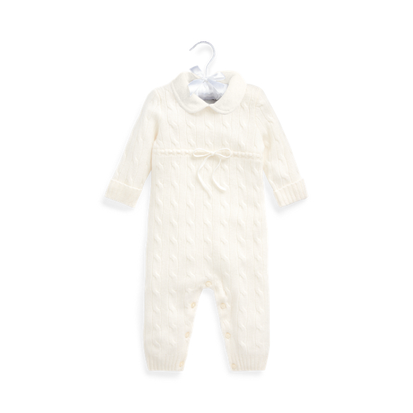 Polo Ralph Lauren Cashmere Knit-collar Coverall In Pearl Blue