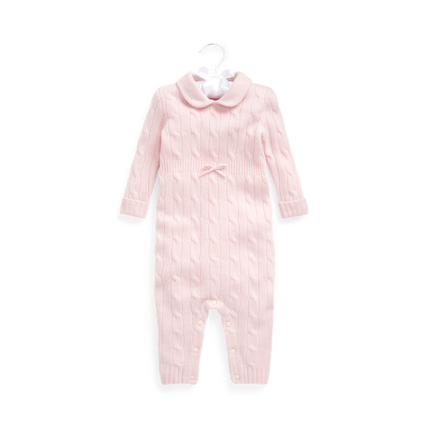 Polo Ralph Lauren Cashmere Knit-collar Coverall In Morning Pink