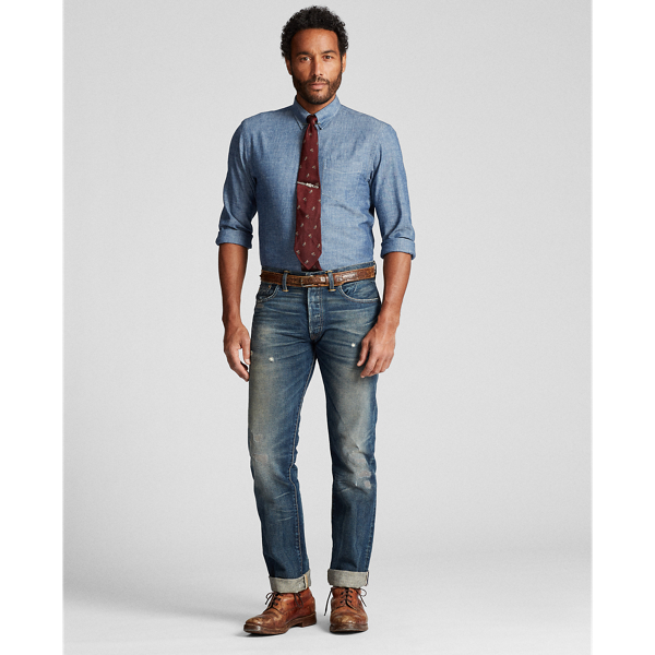 Shop Rrl Slim Fit Chambray Shirt In Blue