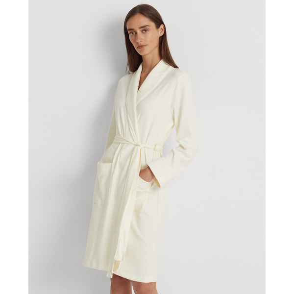 Lauren Ralph Lauren Quilted Shawl-collar Robe In Cream