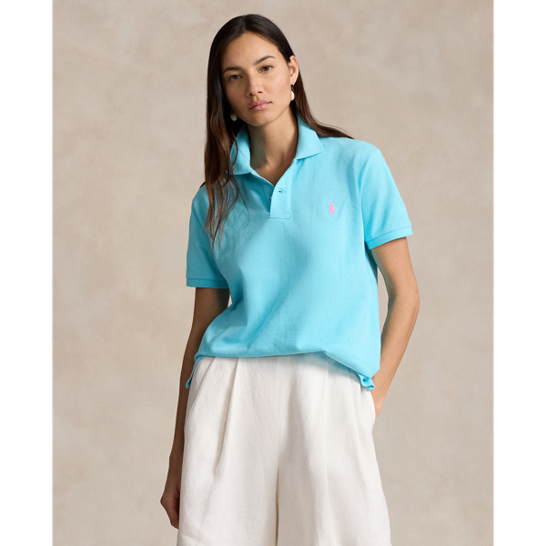 Shop Ralph Lauren Classic Fit Mesh Polo Shirt In Turquoise Nova