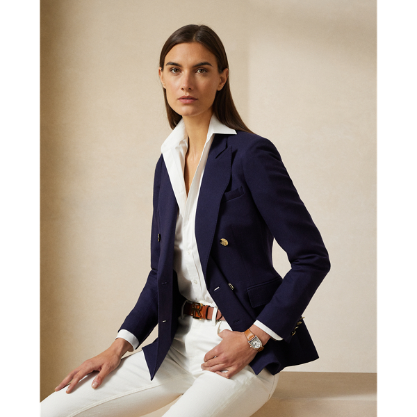 Shop Collection Camden Wool Crepe Jacket In Blue