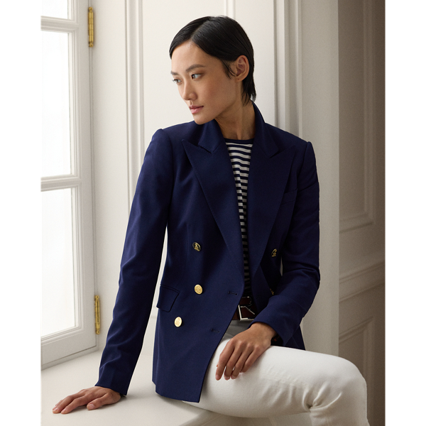 Shop Collection Camden Wool Crepe Jacket In Blue