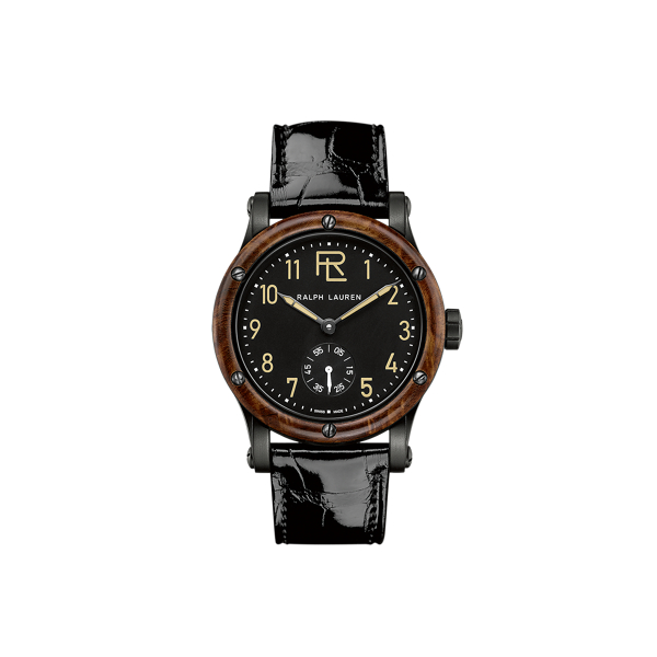 Polo Ralph Lauren 39 Mm Steel Watch In Black Dial