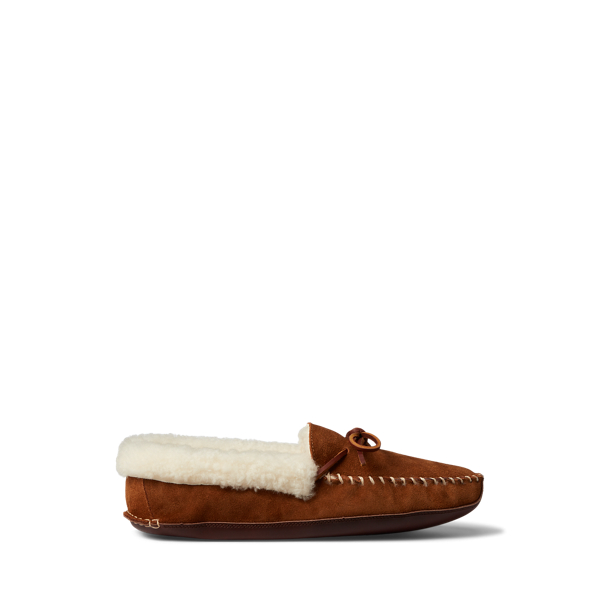 Polo Ralph Lauren Yarmond Shearling-lined Suede Slipper In Snuff