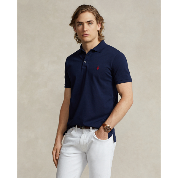 Ralph Lauren Custom Slim Fit Stretch Mesh Polo Shirt In Refined Navy