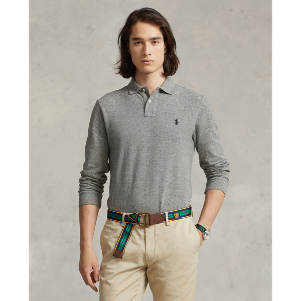 Shop Polo Ralph Lauren Custom Slim Fit Mesh Polo Shirt In Grey