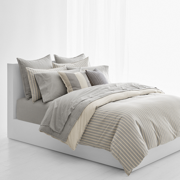 Polo Ralph Lauren Graydon Striped Duvet Cover In Dune And Fog