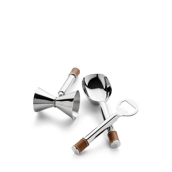Polo Ralph Lauren Wyatt Bar Tool 3-piece Set In Silver/saddle