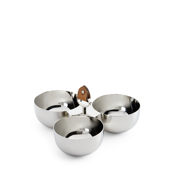 Polo Ralph Lauren Wyatt Triple Nut Bowl In Silver/saddle