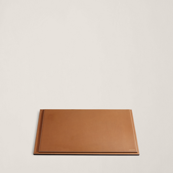 Polo Ralph Lauren Brennan Leather Desk Blotter In Saddle