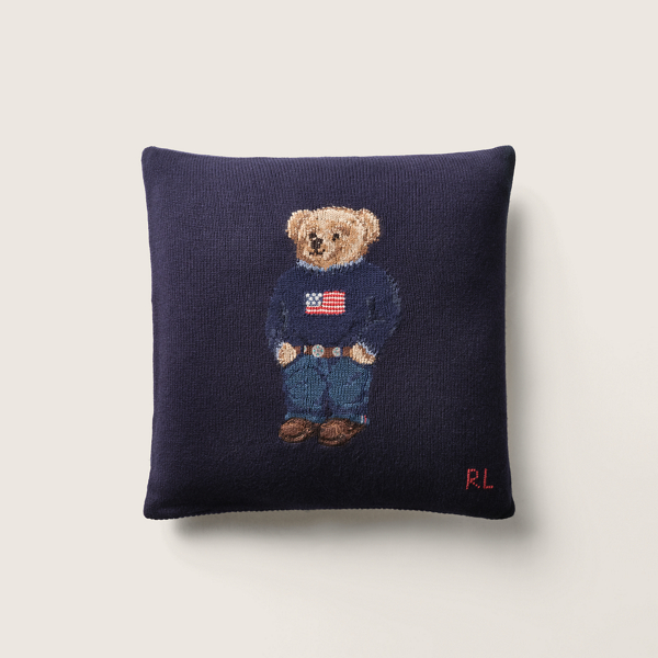 Polo Ralph Lauren Polo Bear Wool Throw Pillow In Navy