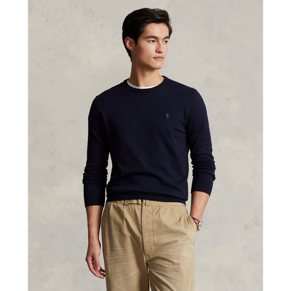 Knit from soft, breathable cotton, this lightweight sweater is a year-round layering piece.
