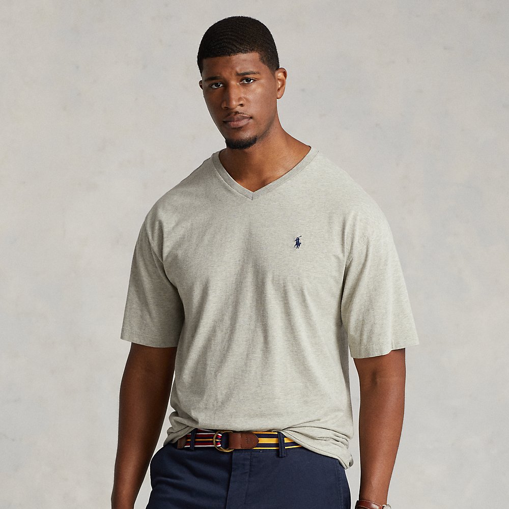 Polo Ralph Lauren Jersey V-neck T-shirt In New Grey Heather