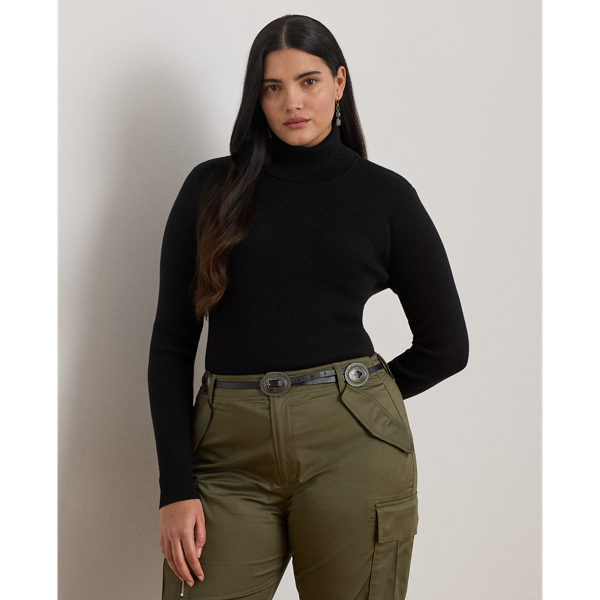 Lauren Woman Ribbed Turtleneck Sweater In Polo Black