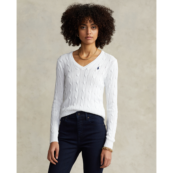 Pull col en V torsadé en coton - Polo Ralph Lauren - Modalova