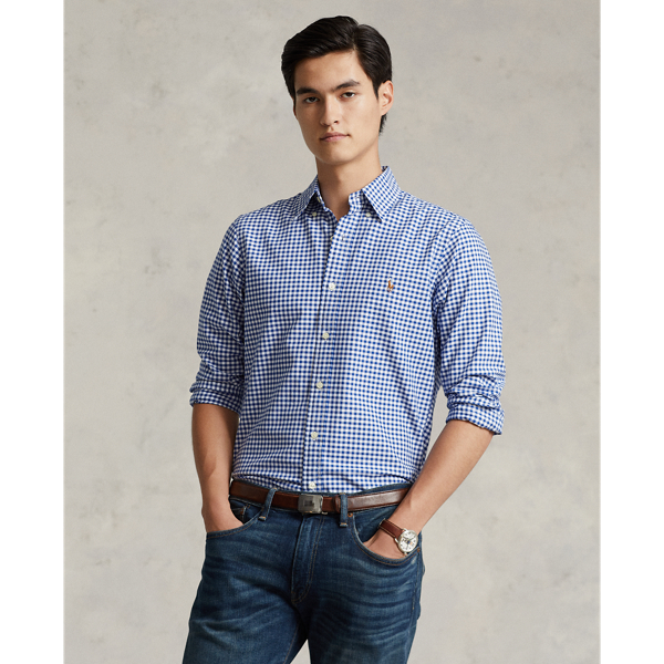 Ralph Lauren Classic Fit Gingham Oxford Shirt In Royal/white