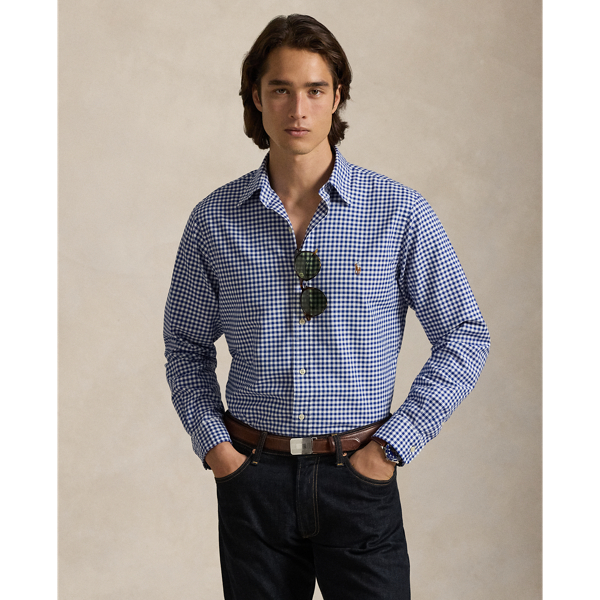 Ralph Lauren Classic Fit Gingham Oxford Shirt In Royal/white