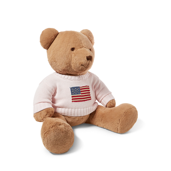 Polo Ralph Lauren Large Flag-sweater Polo Bear In Acacia Pink