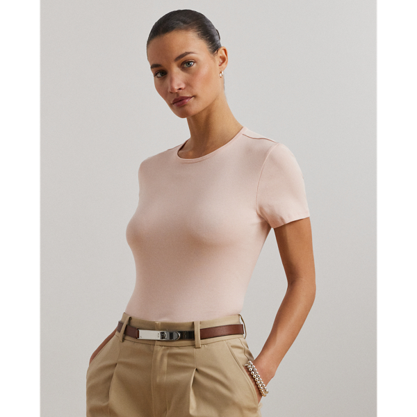 Ralph Lauren Stretch Cotton Tee In Pale Rose
