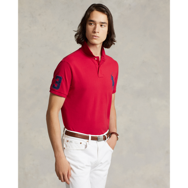 Polo Ralph Lauren Custom Slim Fit Big Pony Mesh Polo Shirt In Rl 2000 Red