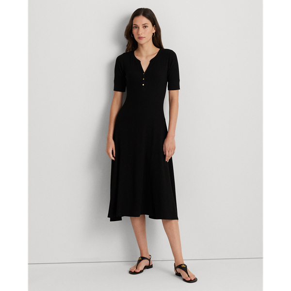 RALPH LAUREN COTTON FIT-AND-FLARE DRESS,0040583296