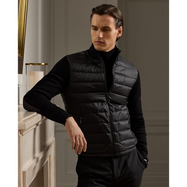 Polo Ralph Lauren Ripstop-panel Wool Full-zip Sweater In Polo Black