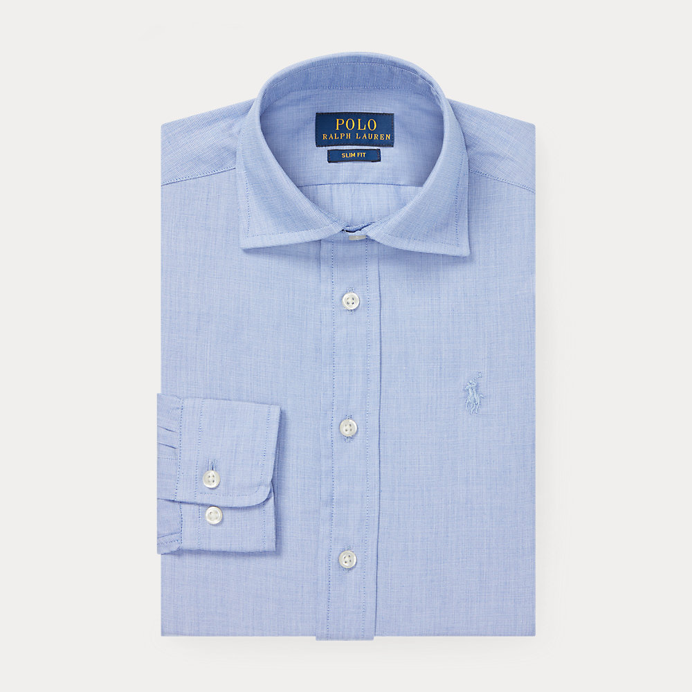 Polo Ralph Lauren Regent Slim Fit Cotton Dress Shirt In Blue