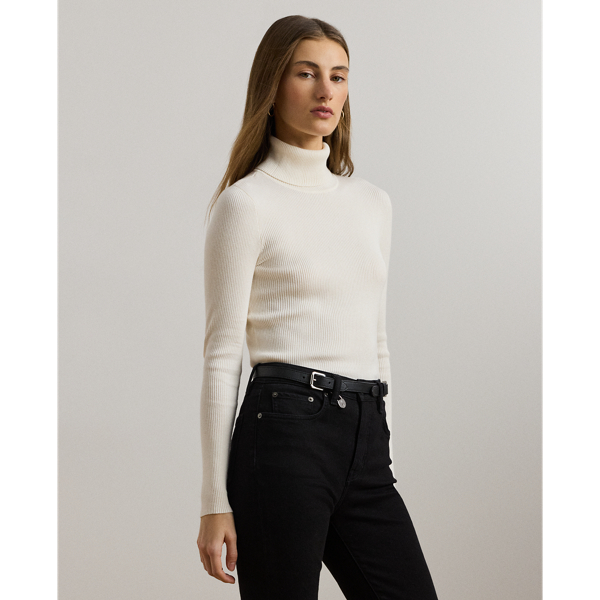 Ralph Lauren Ribbed Turtleneck Sweater In Mascarpone Cream