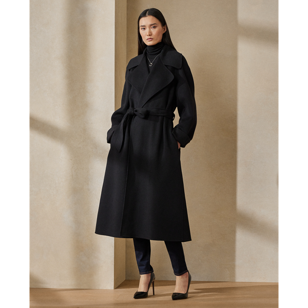 Shop Ralph Lauren Leonarda Wrap Coat In Black