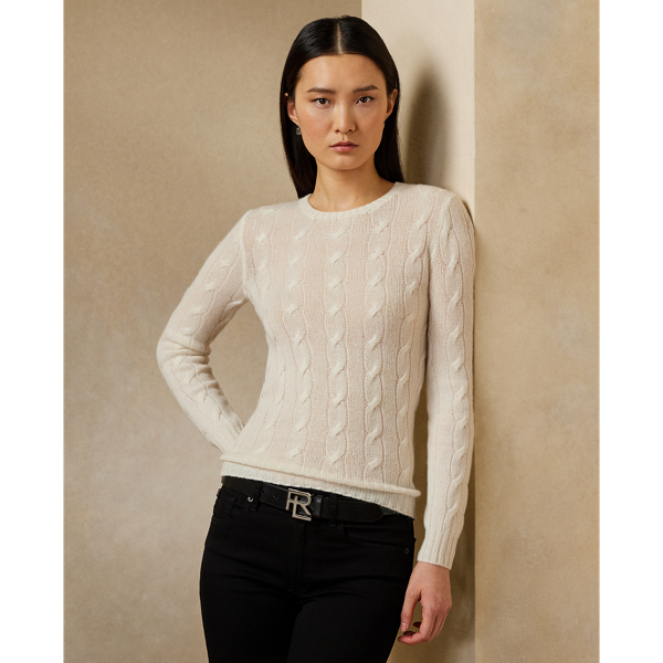Shop Collection Cable-knit Cashmere Jumper In Cream
