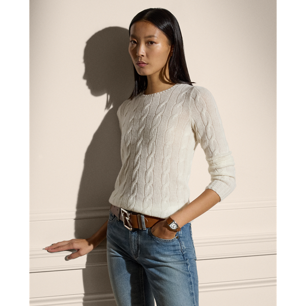 Shop Collection Cable-knit Cashmere Jumper In Cream