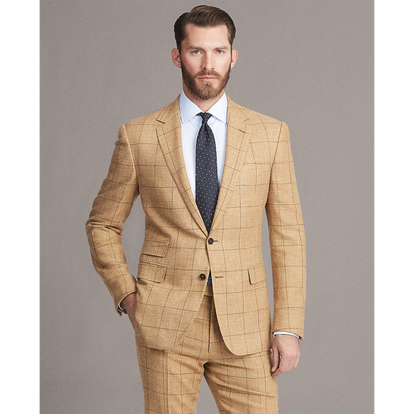 Ralph Lauren Purple Label Gregory Windowpane Suit Jacket In Brown And ...