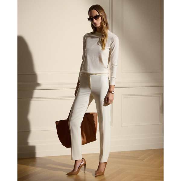 Ralph Lauren Simone Wool-blend Pant In Parchment Cream