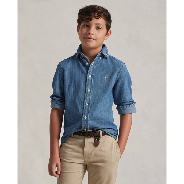 Polo Ralph Lauren Big Boys Cotton Chambray Sport Shirt In Dark Blue