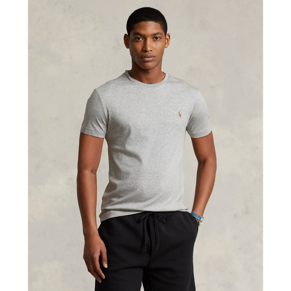 Shop Polo Ralph Lauren Custom Slim Fit Soft Cotton T-shirt In Grey