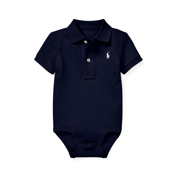 Polo Ralph Lauren Soft Cotton Polo Bodysuit In Refined Navy