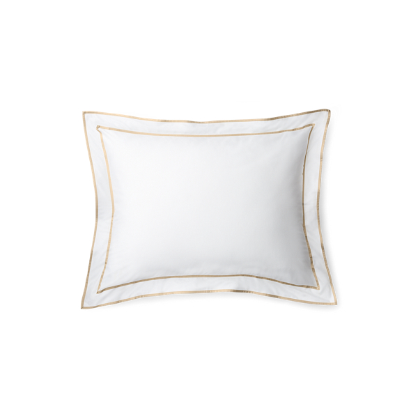Polo Ralph Lauren Spencer Sateen Border Sham In White And Flax