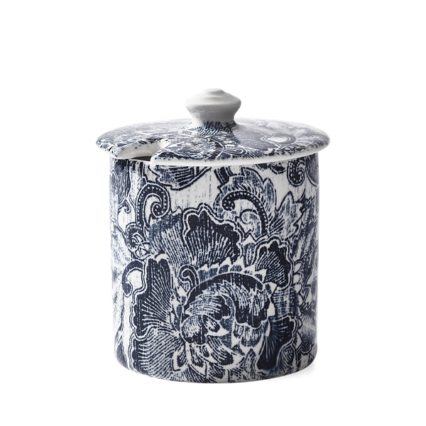 Shop Ralph Lauren Faded Peony Sugar Pot In Indigo