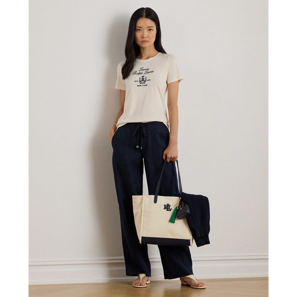 Ralph Lauren Linen Wide-leg Pant In Lauren Navy