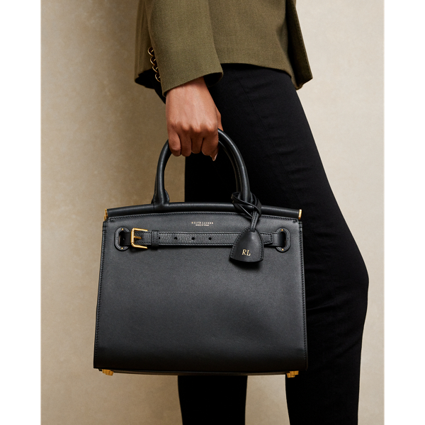 Ralph Lauren Calfskin Medium Rl50 Handbag In Black