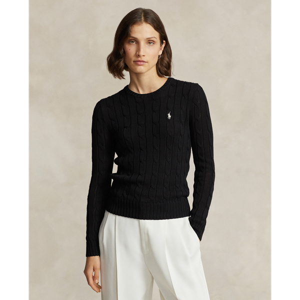 Polo Ralph Lauren Slim Fit Cable-knit Sweater In Polo Black/white