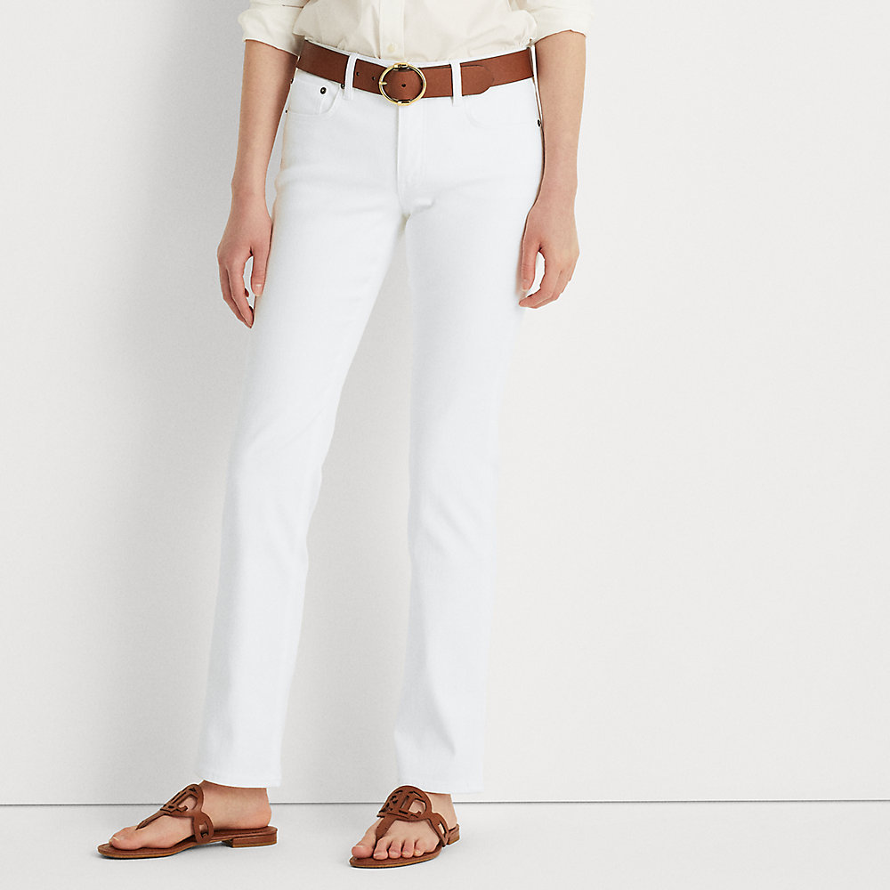 Lauren Petite Mid-rise Straight Jean In White